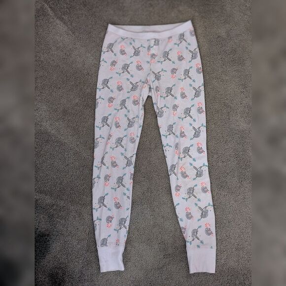 Old Navy Thermal Sloth Pajama Set Women’s Size Small Long Sleeve Top & Pants - Picture 2 of 5